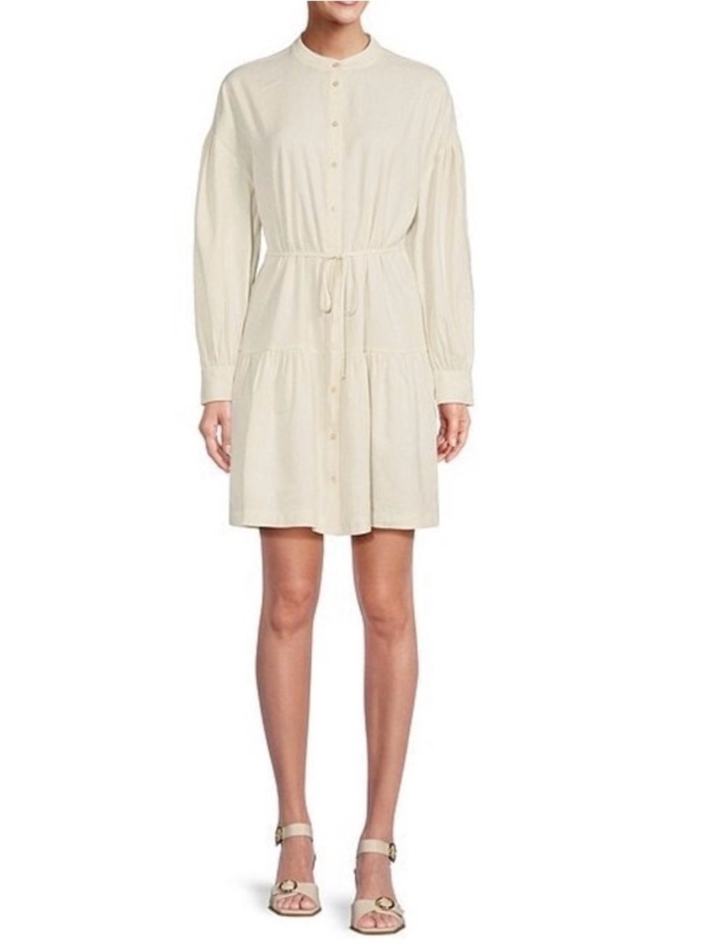 Alex Marie NWT Women’s Linen Blend Ivory Striped Belted Benson Shirt Dress - 16
